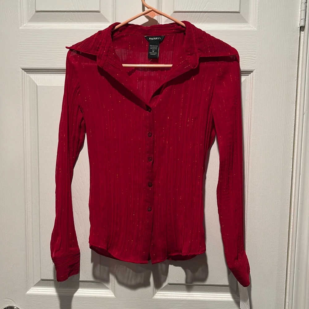 NWT ANXIETY Red Blouse
